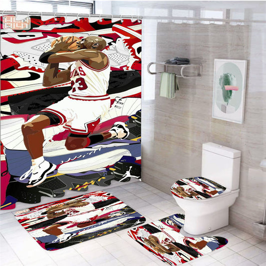 Jordan 23 4Pcs Bathroom Set Shower Curtain