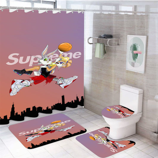 Jordan 7 Colorful Bug Jordan Wholesale 4Pcs Bathroom Set Shower Curtain