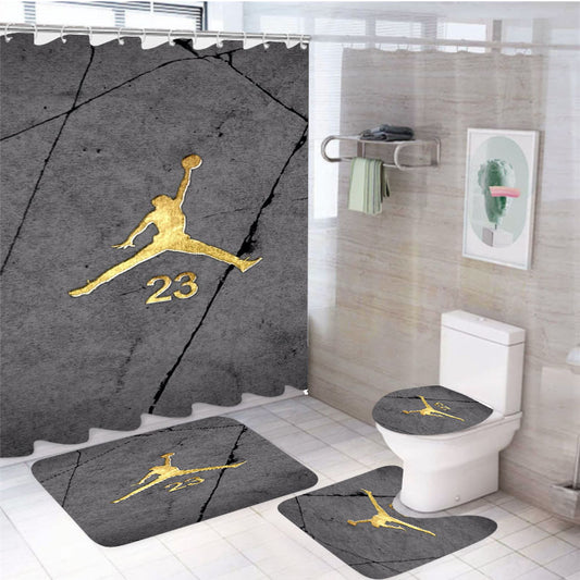 Jordan Gold Marble 4Pcs Bathroom Set Shower Curtain
