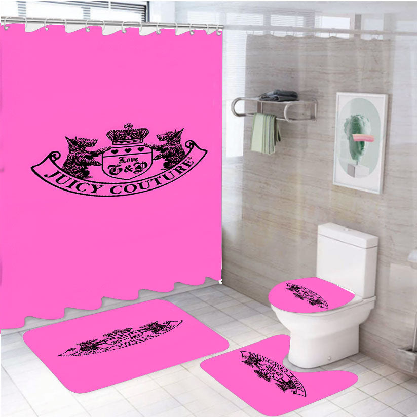 Juicy Couture 4Pcs Bathroom Set Shower Curtain