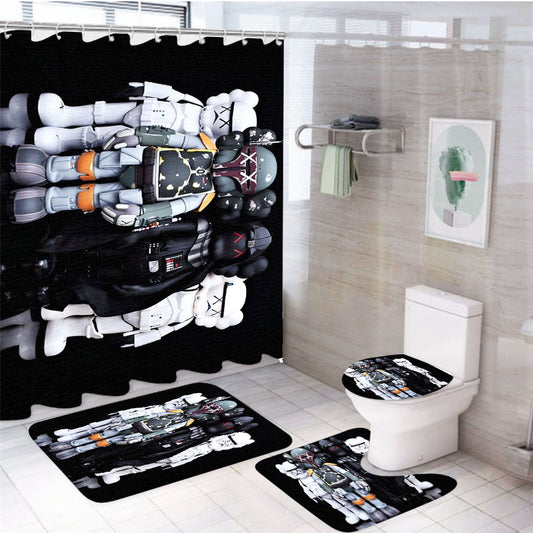 Kaws Star Wars Figure 4Pcs Bathroom Set Shower Curtain