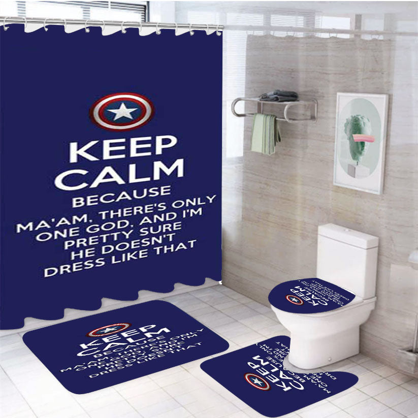 Keep Calm Captain America 4Pcs Bathroom Set Shower Curtain