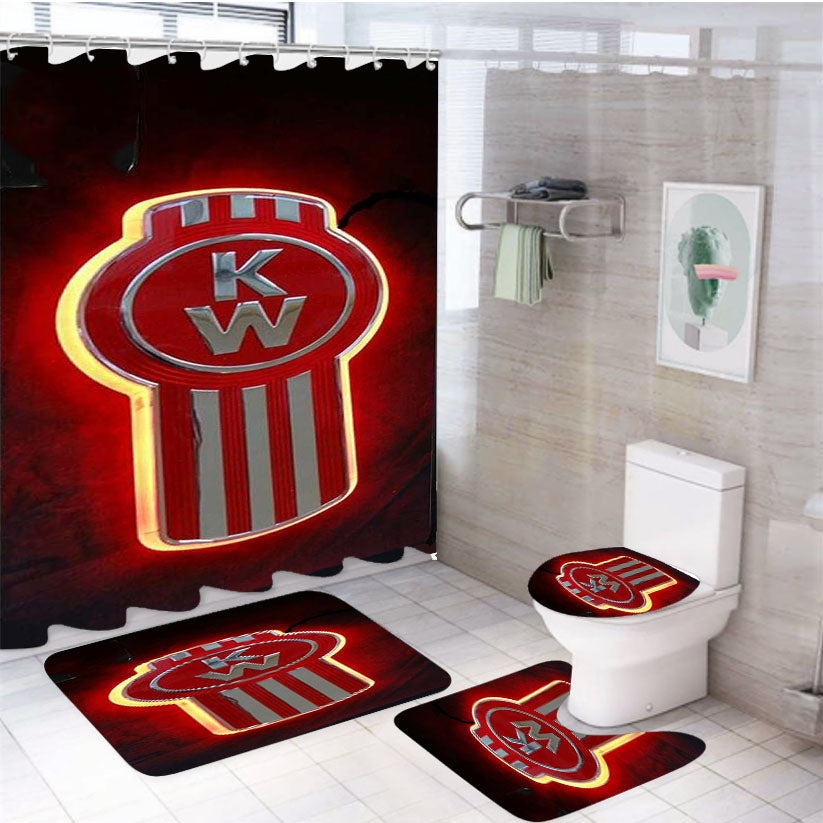 Kenworth Truck Glow Logo 4Pcs Bathroom Set Shower Curtain