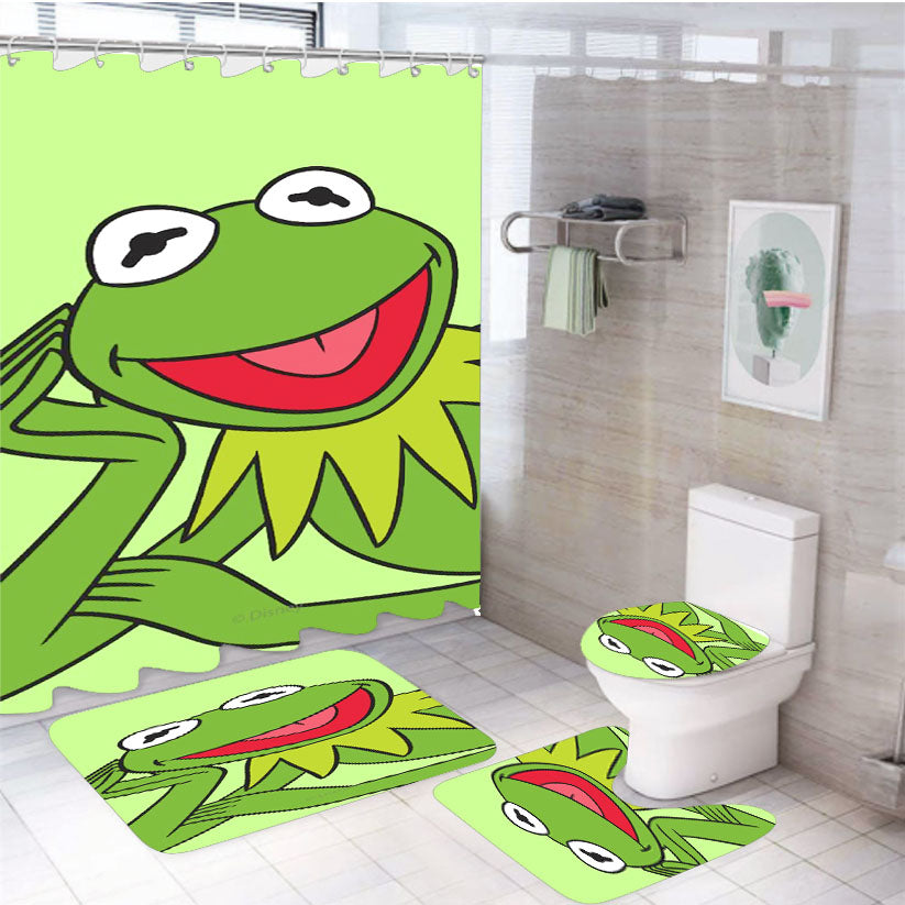 Kermit The Frog Doll Vector 4Pcs Bathroom Set Shower Curtain