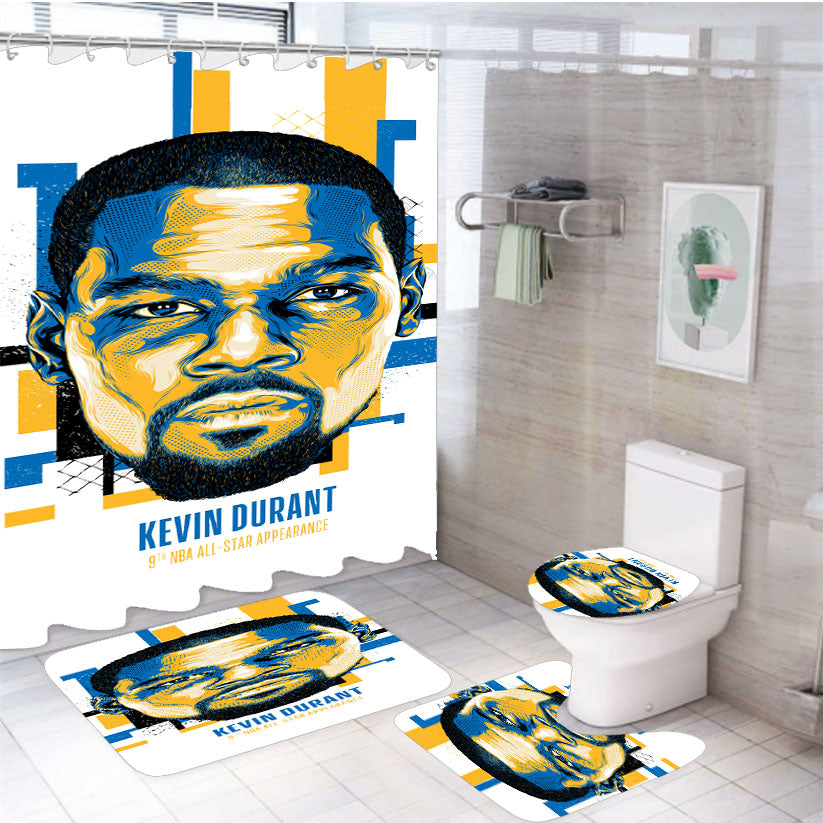 Kevin Durant 4Pcs Bathroom Non-Slip Rugs Shower Curtain Fabric Waterproof
