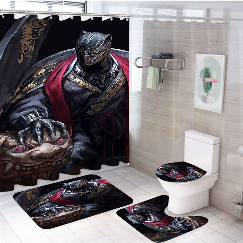 King Black Panther 4Pcs Bathroom Set Shower Curtain