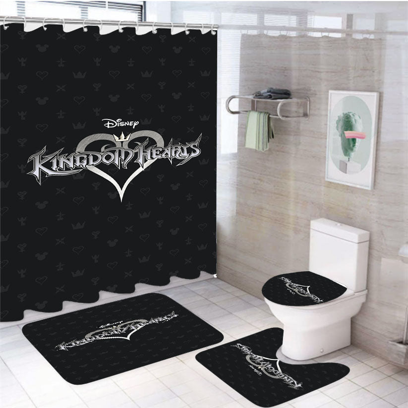 Kingdom Hearts Disney Pattern 4Pcs Bathroom Set Shower Curtain