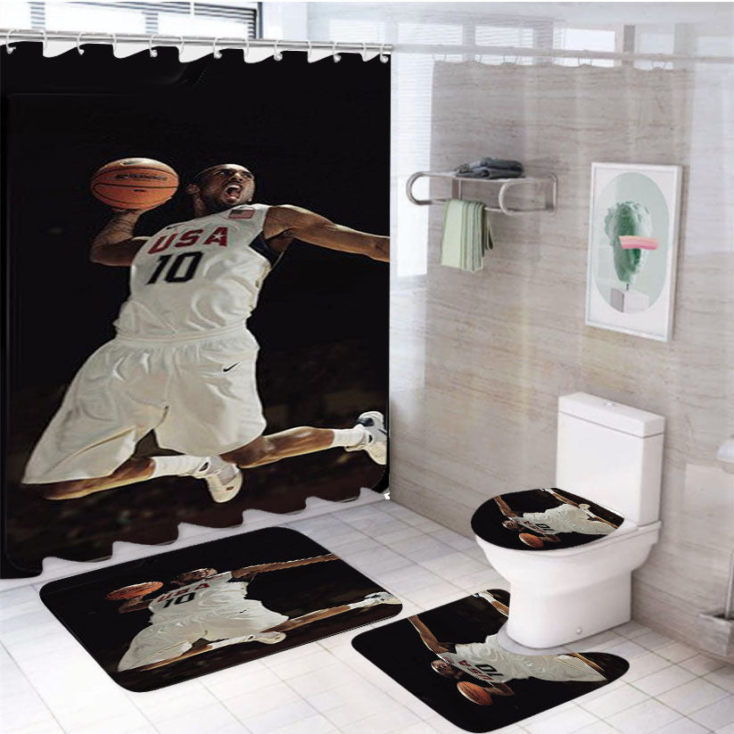 Kobe Bryant Basketball Usa Team 9 4Pcs Bathroom Set Shower Curtain