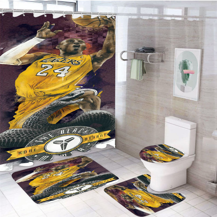 Kobe Bryant Lakers 4Pcs Bathroom Set Shower Curtain