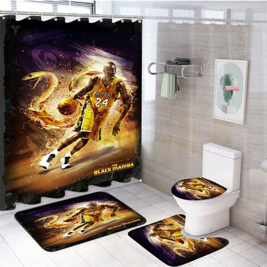 Kobe Bryant The Black Mamba Lakers 4Pcs Bathroom Set Shower Curtain