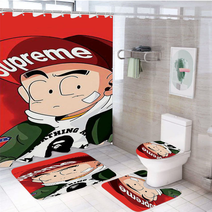 Krillin Hypebeast  4Pcs Bathroom Set Shower Curtain