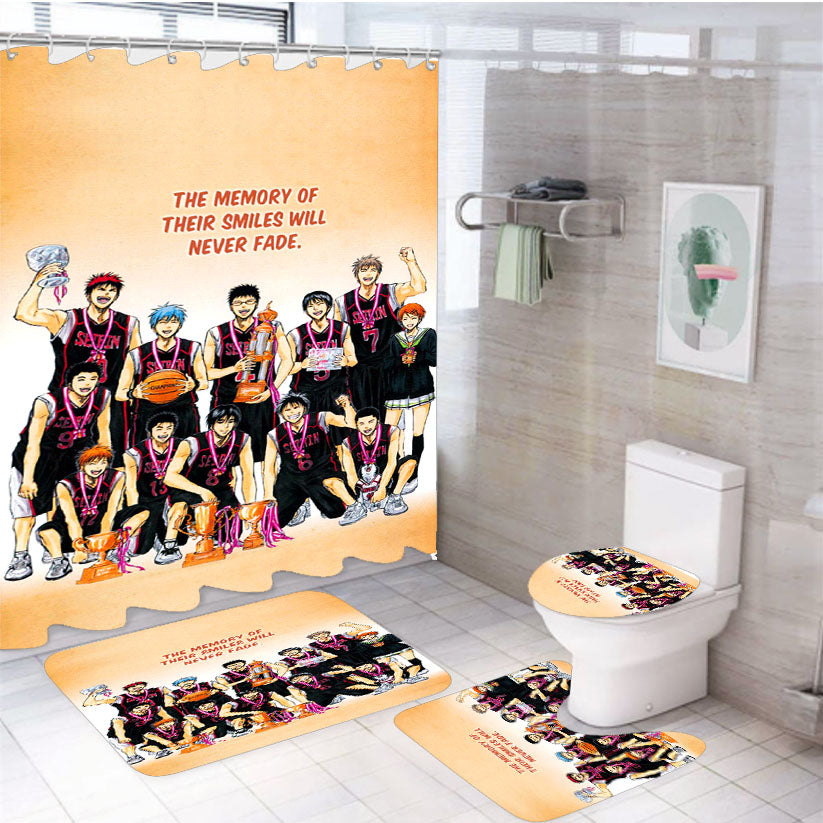 Kuroko No Basket Champion Never Fade Quotes 4Pcs Bathroom Set Shower Curtain