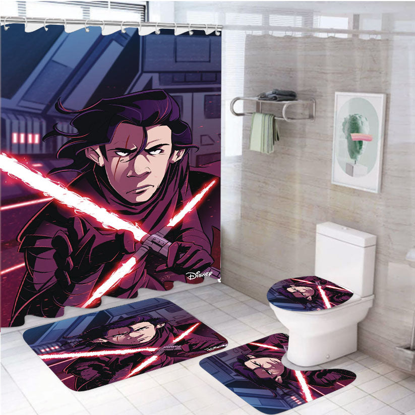 Kylo Ren Star Wars Comic Art 4Pcs Bathroom Set Shower Curtain