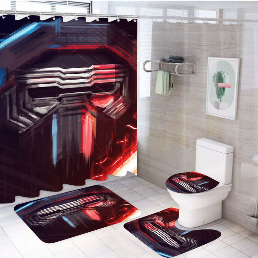Kylo Ren Star Wars Villain Mask Fan Art 4Pcs Bathroom Set Shower Curtain