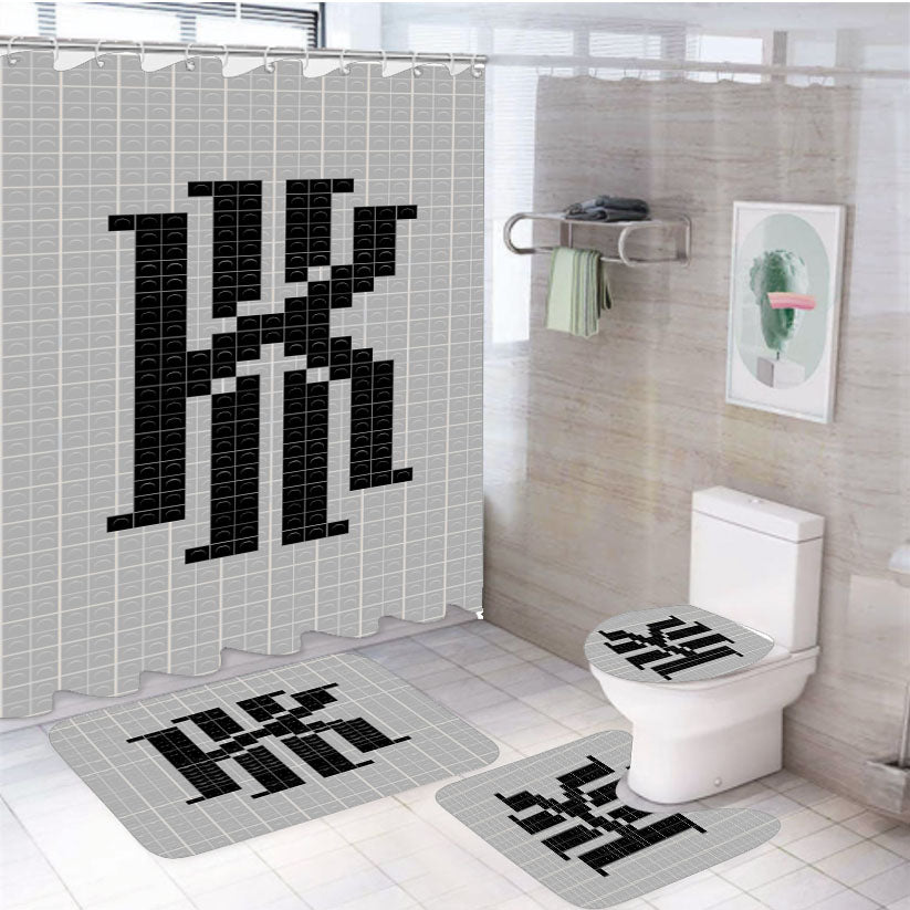 Kyrie Irving 8Bit 4Pcs Bathroom Non-Slip Rugs Shower Curtain Fabric Waterproof