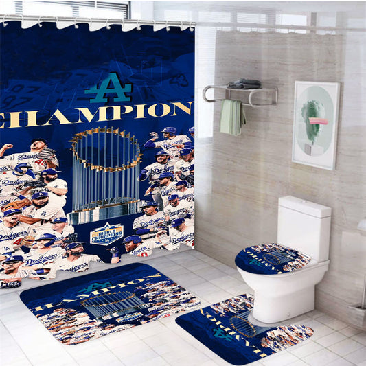 La Dodgers Champions 4Pcs Bathroom Set Shower Curtain