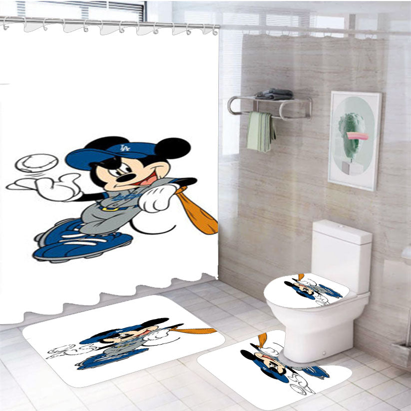 La Dodgers Mickey Mouse 4Pcs Bathroom Set Shower Curtain