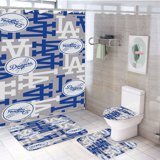 La Dodgers Pattern 4Pcs Bathroom Set Shower Curtain