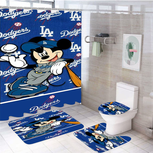 La Dodgers X Mickey Mouse 4Pcs Bathroom Set Shower Curtain