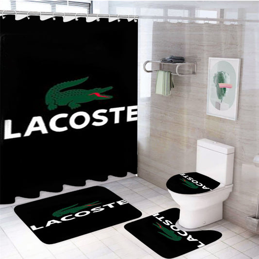 Lacoste Logo 4Pcs Bathroom Set Shower Curtain