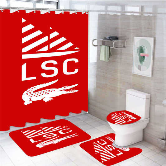 Lacoste Sailing Club Red 4Pcs Bathroom Set Shower Curtain