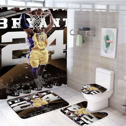 Lakers Hero Kobe Btyant Nba Legend 4Pcs Bathroom Set Shower Curtain