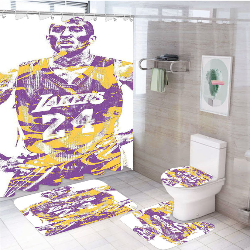 Lakers Kobe Bryant Overlay Style 4Pcs Bathroom Set Shower Curtain