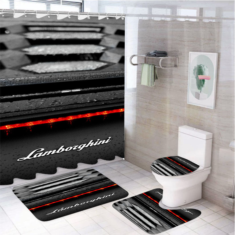 Lamborghini 4Pcs Bathroom Set Shower Curtain