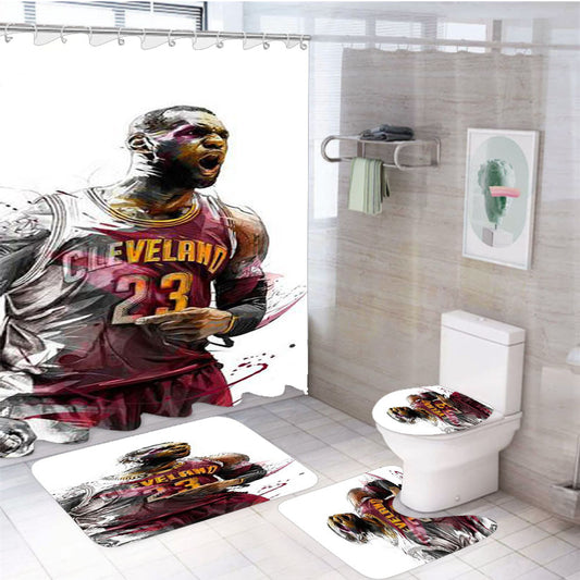 Lebron James Art 4Pcs Bathroom Set Shower Curtain