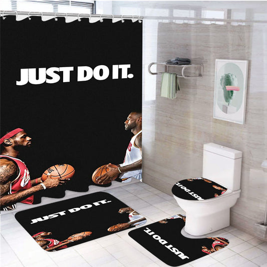 Lebron James Just Do It Nba 4Pcs Bathroom Set Shower Curtain