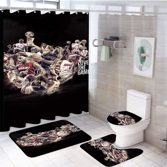 Lebron James Love The Game Collage 4Pcs Bathroom Set Shower Curtain