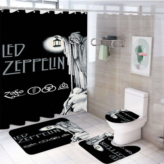 Led Zeppelin Darkness 4Pcs Bathroom Set Shower Curtain
