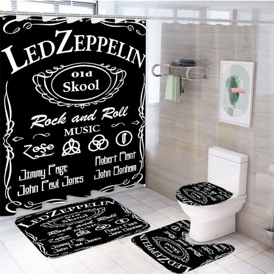 Led Zeppelin Old Skool 4Pcs Bathroom Set Shower Curtain