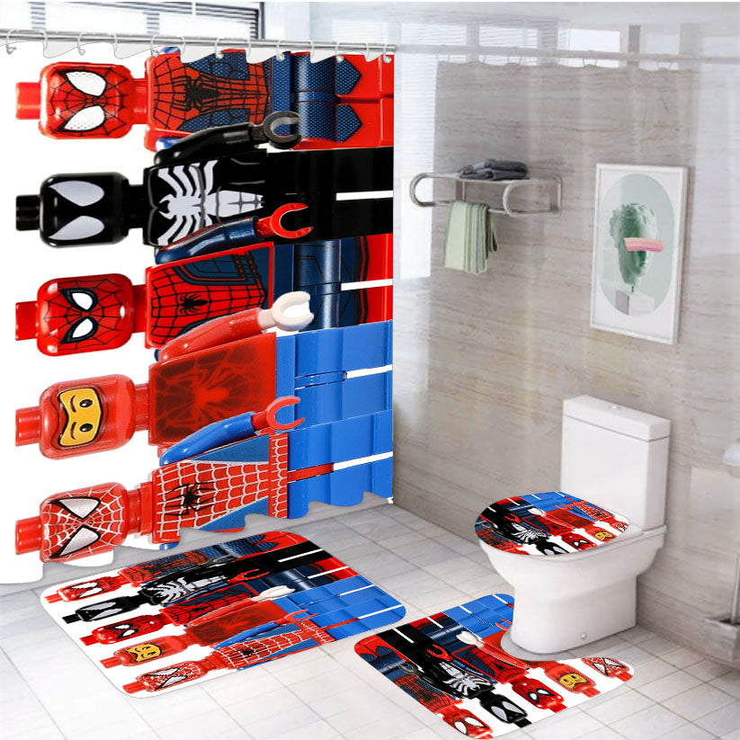 Lego Spiderman Colleges  4Pcs Bathroom Set Shower Curtain
