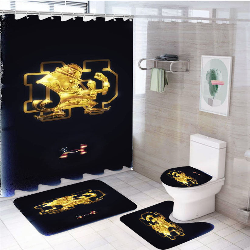 Leprechaun Gold Under Armour Notre Dame Irish 4Pcs Bathroom Set Shower Curtain