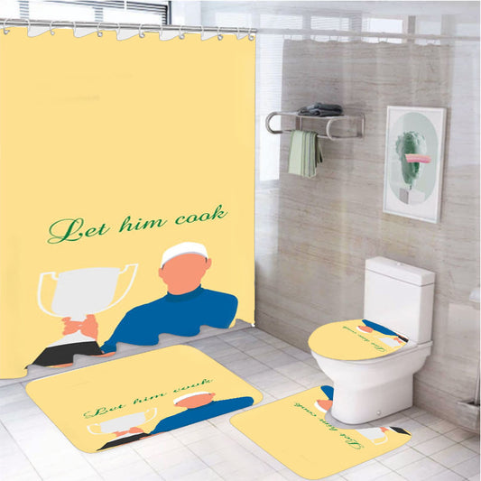 Let Him Cook 4Pcs Bathroom Set Shower Curtain