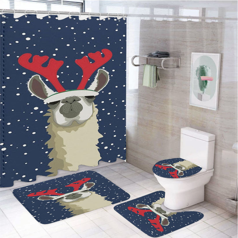 Let It Snow Reindeer 4Pcs Bathroom Set Shower Curtain