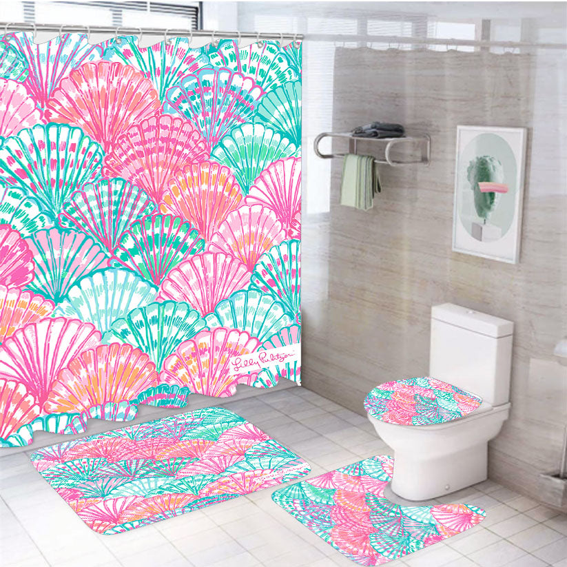 Lilly Pulitzer Oh Shello 4Pcs Bathroom Set Shower Curtain
