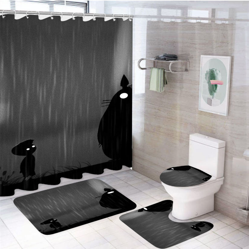 Limbo And Totoro  4Pcs Bathroom Set Shower Curtain
