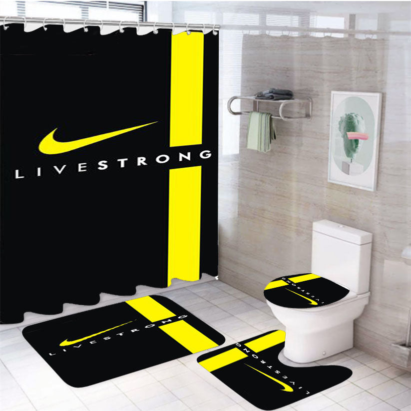 Livestrong Nike Logo Sport Bike  4Pcs Bathroom Set Shower Curtain