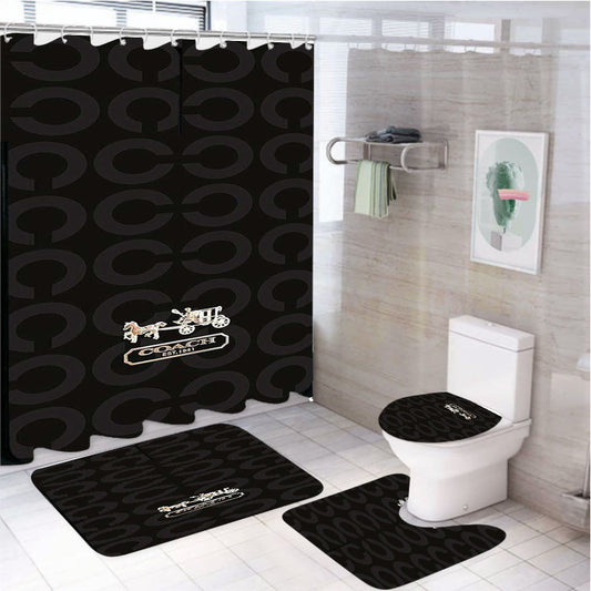 Logo Coach New York 4Pcs Bathroom Set Shower Curtain