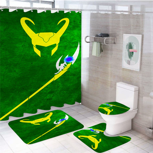 Loki Marvel Villain Vector 4Pcs Bathroom Set Shower Curtain