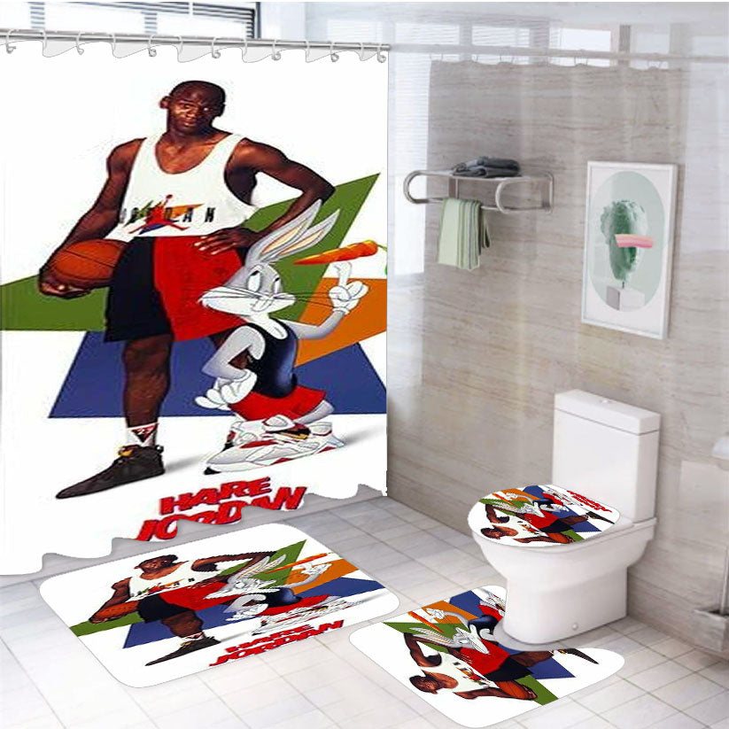 Looney Tunes Nike Michael Jordan 4Pcs Bathroom Set Shower Curtain