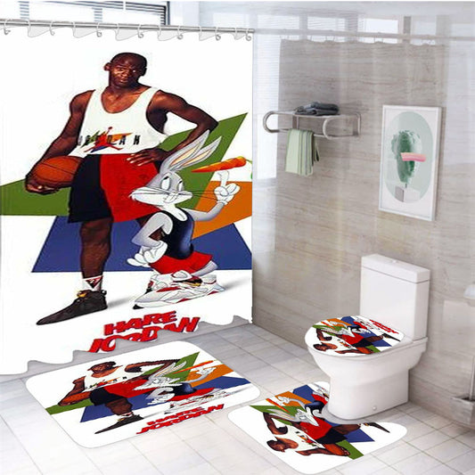 Looney Tunes Nike Michael Jordan 4Pcs Bathroom Set Shower Curtain
