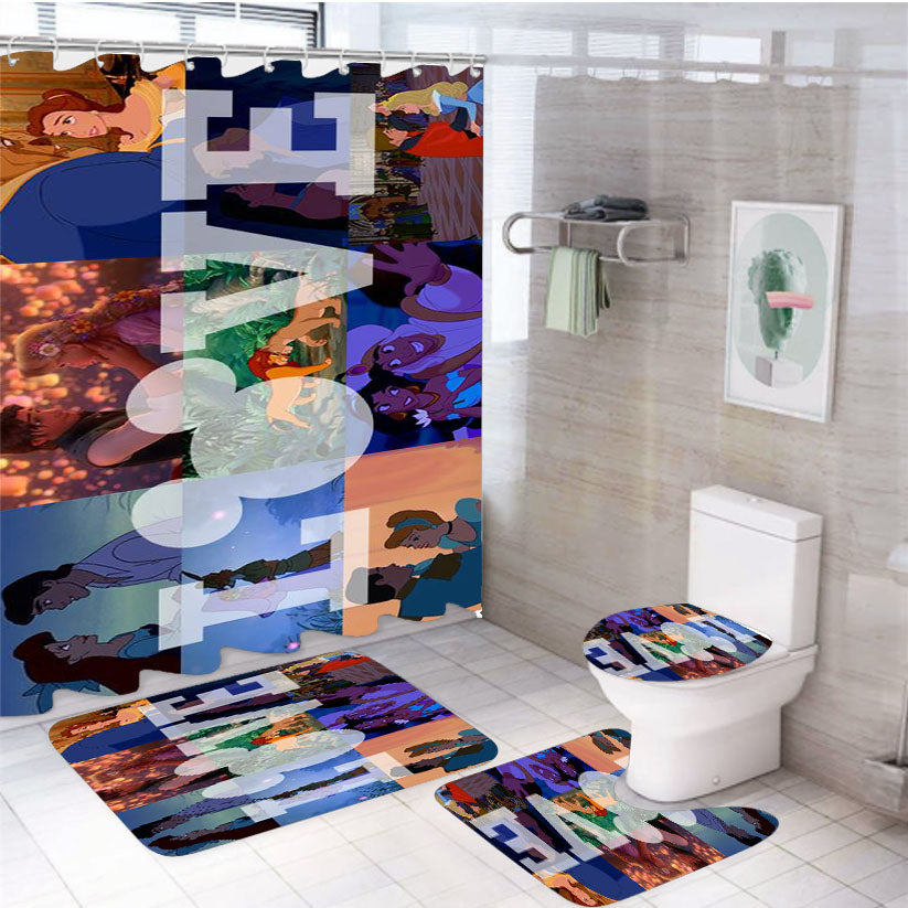 Love Mickey 4Pcs Bathroom Set Shower Curtain