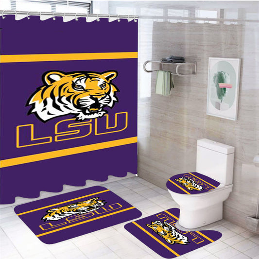 Lsu Tigers 4Pcs Bathroom Set Shower Curtain