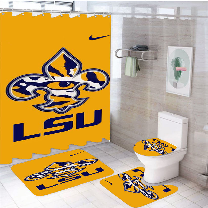 Lsu Tigers Eye Nike Logo 4Pcs Bathroom Set Shower Curtain