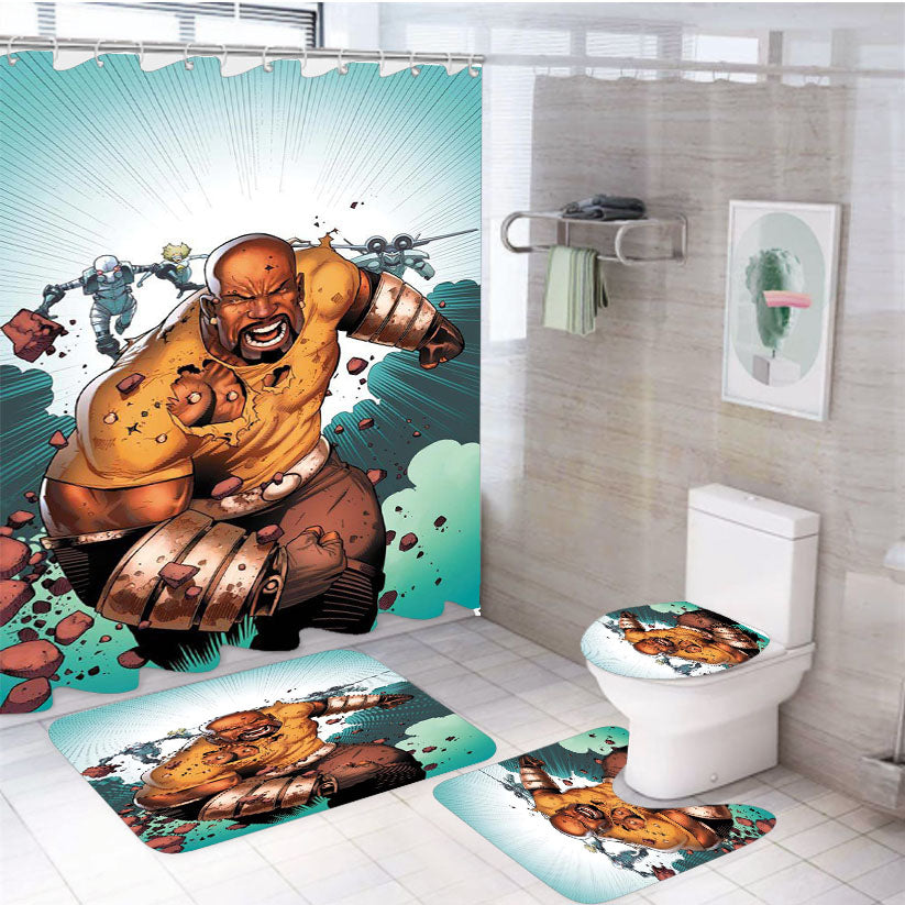 Luke Cage Marvel Comic 4Pcs Bathroom Set Shower Curtain
