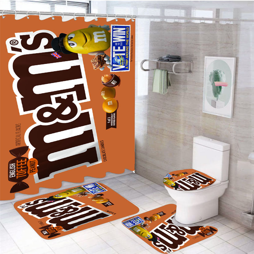 M&M'S English Toffee Peanut Chocolate Candy Flavor 4Pcs Bathroom Set Shower Curtain