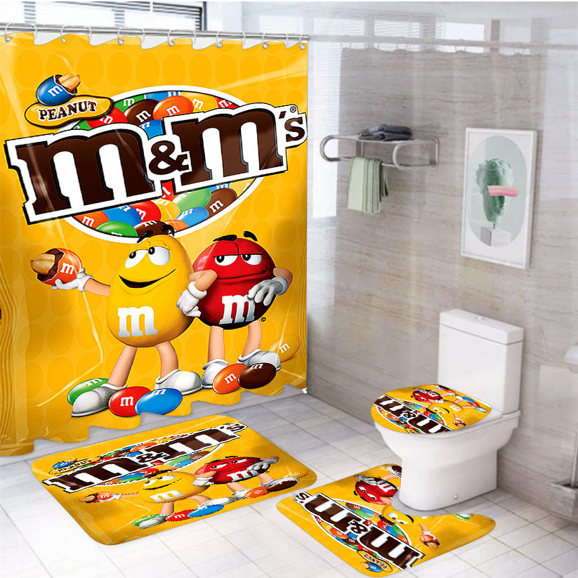 M&Ms Peanut 90G 4Pcs Bathroom Set Shower Curtain